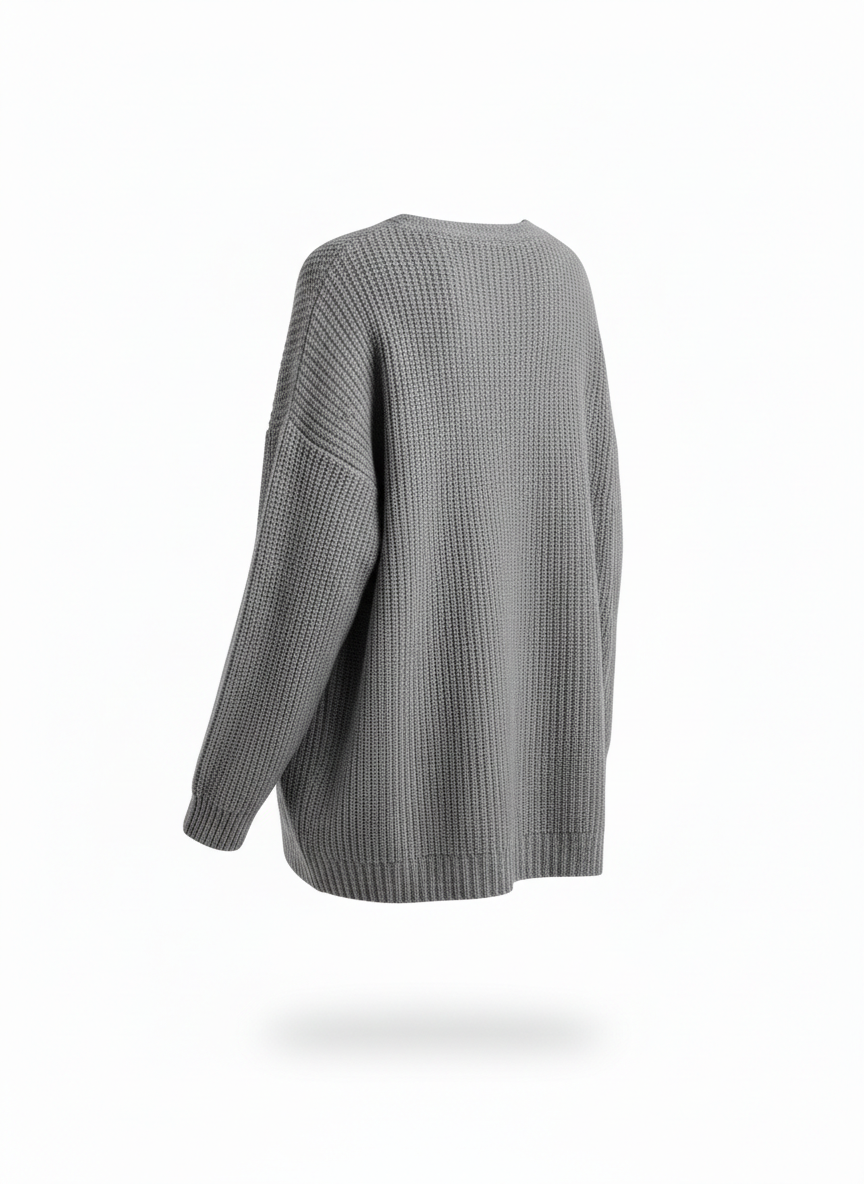 Women's Gray V-neck Sweater