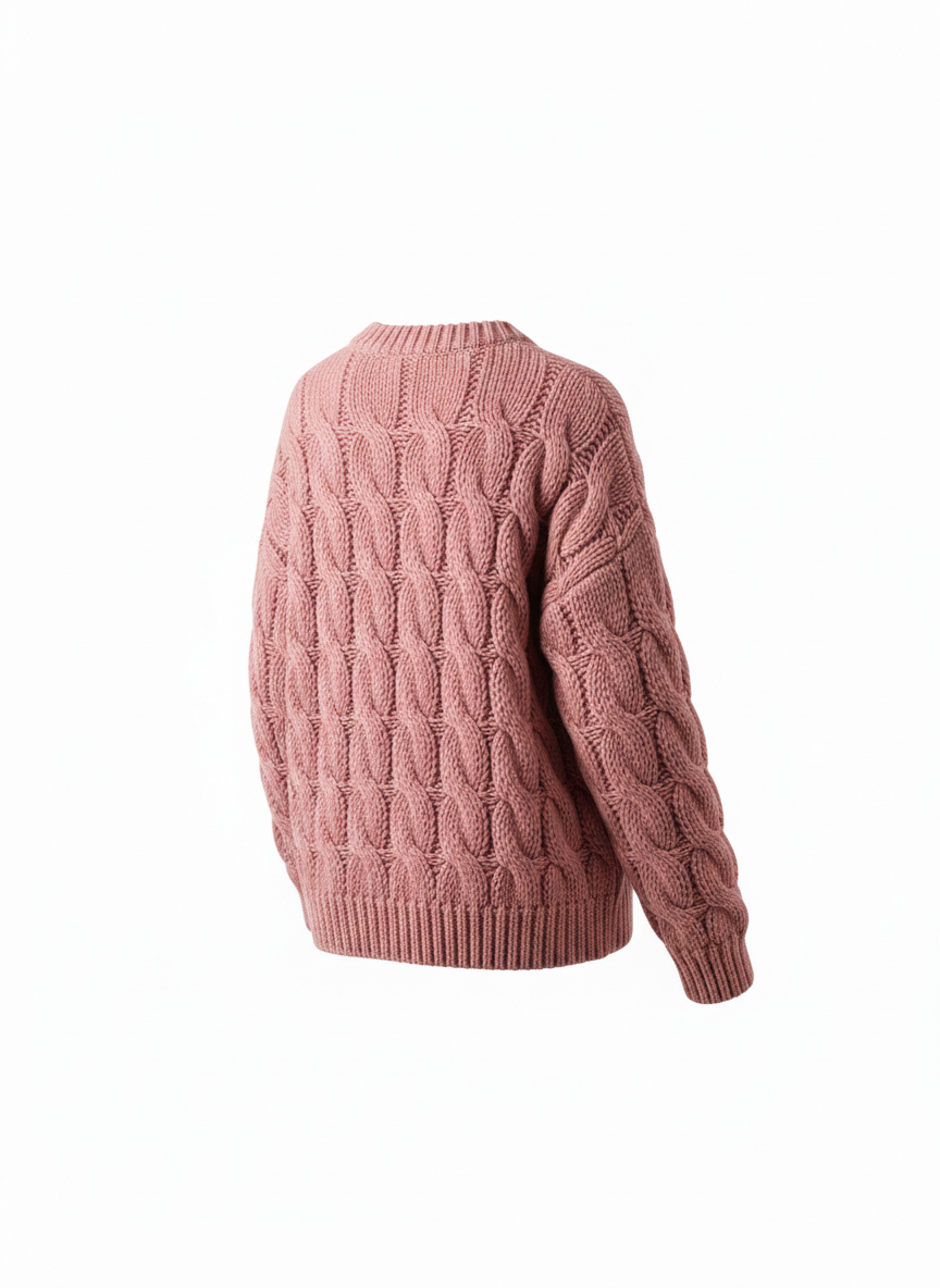 Women's Pink Cable Knit Sweater