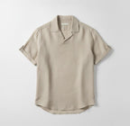 Men Beige Resort Collar Shirt