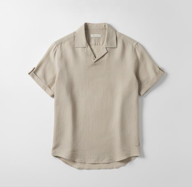Men Beige Resort Collar Shirt