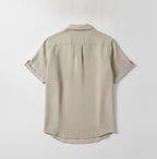 Men Beige Resort Collar Shirt