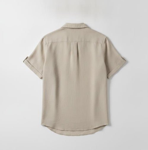 Men Beige Resort Collar Shirt