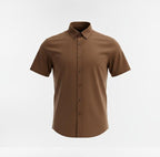 Men Brown Short Sleeve Button Shirt