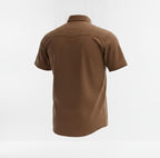 Men Brown Short Sleeve Button Shirt