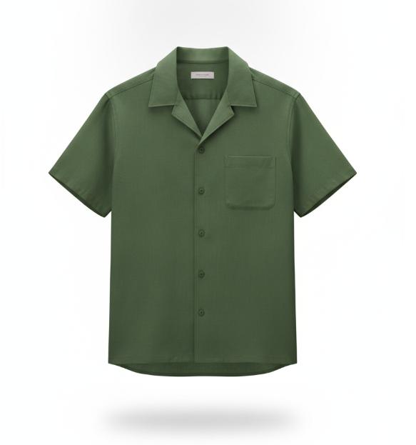 Men Green Cuban Camp Shirt