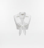 Women White Tie Front Shirt