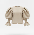 Women Beige Puff Sleeve Shirt