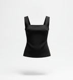 Women Black Square Neck Sleeveless Shirt
