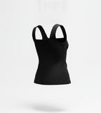 Women Black Square Neck Sleeveless Shirt