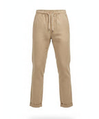 Men Beige Drawstring Pants