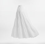 Women White Tiered Maxi Skirt