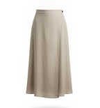Women Beige Wrap Midi Skirt