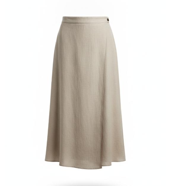Women Beige Wrap Midi Skirt