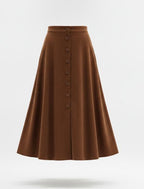 Women Brown Button Front Skirt