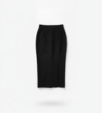 Women Black Side Slit Midi Skirt
