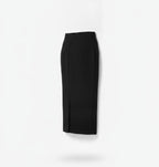 Women Black Side Slit Midi Skirt