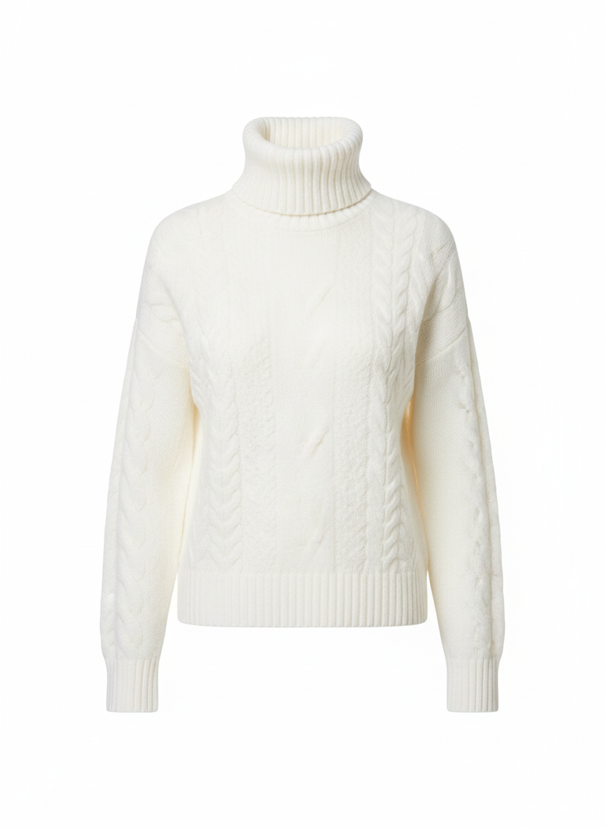 Women's White Turtleneck Sweater