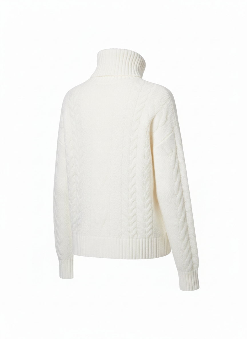 Women's White Turtleneck Sweater